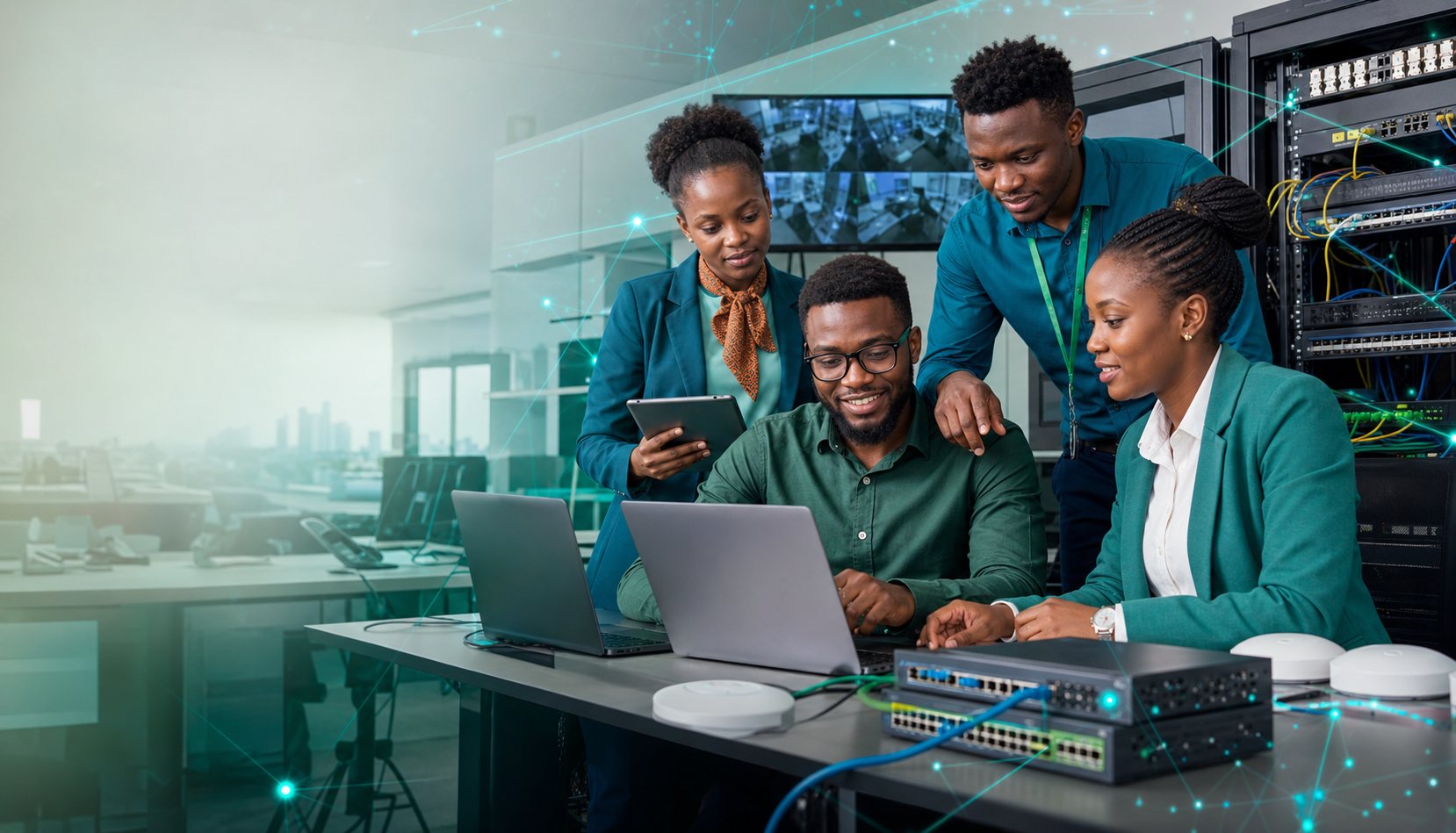 African ICT consultants working with server and networking systems